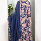 Navy Blue Floral Cotton Anarkali Suit with Mirror Work & Dupatta