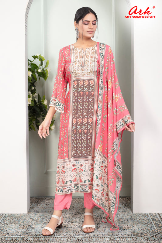 Classy Pink Cotton Suit Set with Elegant Printed Dupatta