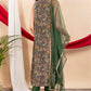 Green Tissue Printed Straight Suit Dupatta Set with Hand Embroidery | Label Anju Kumar