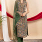 Green Tissue Printed Straight Suit Dupatta Set with Hand Embroidery | Label Anju Kumar