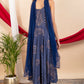 Blue Cotton Spaghetti Style Anarkali Suit Set with Mirror Embroidery & Net Dupatta – Women’s Ethnic Wear