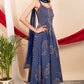 Blue Cotton Spaghetti Style Anarkali Suit Set with Mirror Embroidery & Net Dupatta – Women’s Ethnic Wear