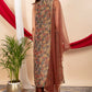 Brown Tissue Printed Straight Suit Dupatta Set with Hand Embroidery | Label Anju Kumar