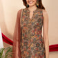 Brown Tissue Printed Straight Suit Dupatta Set with Hand Embroidery | Label Anju Kumar