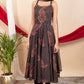 Black & Red Cotton Spaghetti Anarkali Suit Set with Mirror Embroidery & Net Dupatta – Women’s Ethnic Wear