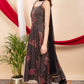 Black & Red Cotton Spaghetti Anarkali Suit Set with Mirror Embroidery & Net Dupatta – Women’s Ethnic Wear