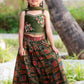Embroidered Lehenga Choli Set for Girls – Green & Blue | Silk Choli, Chinon Lehenga, Net Dupatta | Label Anju Kumar