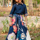 Navy Blue Kids Lehenga Choli – Shirt Style Silk Choli with Thread Work & Printed Lehenga | Net Dupatta | Ages 3m–18y