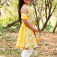 Yellow Floral Cotton Shirt with Off-White Dhoti & Dupatta – Kids Ethnic Dhoti Set | Label Anju Kumar