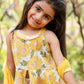 Yellow Floral Cotton Shirt with Off-White Dhoti & Dupatta – Kids Ethnic Dhoti Set | Label Anju Kumar