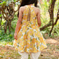 Yellow Floral Cotton Shirt with Off-White Dhoti & Dupatta – Kids Ethnic Dhoti Set | Label Anju Kumar