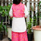 Off-White Cotton Sharara Set with Pink Printed  Short Jacket – Girls Summer Ethnic Wear