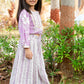 Lilac Printed Muslin Crop Top with Gathered Plazo Set for Girls | Summer Kids Ethnic Wear