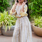 Lime Indo Western Crop Top & Gathered Plazo Set for Girls