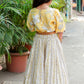 Lime Indo Western Crop Top & Gathered Plazo Set for Girls