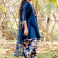 Navy Blue Kids’ Anarkali Dupatta Set | Cotton Embroidered Neck | Label Anju Kumar