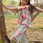 Grey Floral Print Spaghetti Top with Plazo Set – Indo-Western Kids Ethnic Wear | Label Anju Kumar