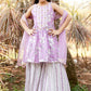 Kids Lilac Muslin Sharara Set with Handwork & Dupatta – Label Anju Kumar