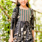 Black Printed Cotton Anarkali Suit Set for Girls with Trouser & Net Dupatta | Thread Embroidery | Ethnic Wear (8–18 Years) – Label Anju Kumar