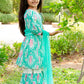 Sea Green Cotton Anarkali Sharara & Dupatta Set for Girls – Kids Ethnic Wear | Label Anju Kumar
