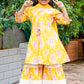 Yellow Cotton Anarkali Sharara & Dupatta Set for Girls – Kids Ethnic Wear | Label Anju Kumar