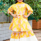 Yellow Cotton Anarkali Sharara & Dupatta Set for Girls – Kids Ethnic Wear | Label Anju Kumar
