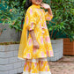 Yellow Cotton Anarkali Sharara & Dupatta Set for Girls – Kids Ethnic Wear | Label Anju Kumar