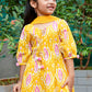 Yellow Cotton Anarkali Sharara & Dupatta Set for Girls – Kids Ethnic Wear | Label Anju Kumar