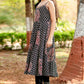 Black Printed Spaghetti Anarkali Suit Set for Girls with Trouser & Net Dupatta | Thread Embroidery | Ethnic Wear (8–18 Years) – Label Anju Kumar