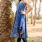 Blue Spaghetti Anarkali Suit Set for Girls with Trouser & Net Dupatta | Thread Embroidery | Kids Ethnic Wear (8–18 Years) – Label Anju Kumar