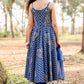 Blue Spaghetti Anarkali Suit Set for Girls with Trouser & Net Dupatta | Thread Embroidery | Kids Ethnic Wear (8–18 Years) – Label Anju Kumar