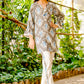 Grey Ikkat Print Cotton Coord Set for Girls with Offwhite Trousers | Summer Casual Wear (8–18 Years) – Label Anju Kumar