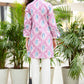 Wine Ikkat Print Kurti with Offwhite Trouser – Summer Cotton Coord Set for Girls (8 to 18 Years) | Kids Ethnic Wear – Label Anju Kumar