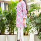 Wine Ikkat Print Kurti with Offwhite Trouser – Summer Cotton Coord Set for Girls (8 to 18 Years) | Kids Ethnic Wear – Label Anju Kumar