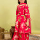 Majenta Pure Cotton Kids Anarkali + Sharara Set with Net Dupatta | Label Anju Kumar Kids