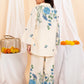 Girls’ Pure Cotton Offwhite Coord Set with Blue Floral Print | Label Anju Kumar
