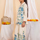 Girls’ Pure Cotton Offwhite Coord Set with Blue Floral Print | Label Anju Kumar