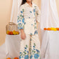 Girls’ Pure Cotton Offwhite Coord Set with Blue Floral Print | Label Anju Kumar