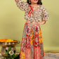 Crop top with sharara set in pure muslin for girls