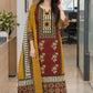 Mustard Pure Cotton A-Line Suit with Mirror Work & Printed Dupatta