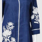 Denim Blue Cotton Lilen Coord Set with Collar Style & Thread Work | Label Anju Kumar