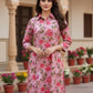 Pink Pure Cotton Printed Collar Style Coord Set | Label Anju Kumar