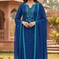Royal Blue Georgette Embroidered Straight Suit Dupatta Set – Semi Formal Ethnic Wear