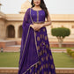 Purple Chinon Silk Hand-Embroidered Lehenga Choli Dupatta Set – Elegant Party Wear Ethnic Outfit