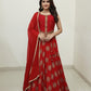 Red Chinon Silk Hand-Embroidered Lehenga Choli Dupatta Set – Party Wear Women’s Ethnic Outfit