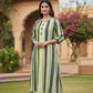 Sea Green Plain Kurti with Printed Stripes Shrug (Georgette) | Label Anju Kumar