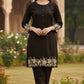 Brown Woollen Coord Set with Thread Embroidery – Womens Winter Ethnic Outfit | Label Anju Kumar