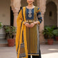 Mustard Pure Cotton Printed Straight Suit Dupatta Set