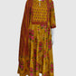 Mustard Cotton Printed Anarkali Suit Dupatta Set with Embroidery
