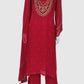 Magenta Pure Georgette Semi-Formal Straight Suit Dupatta Set